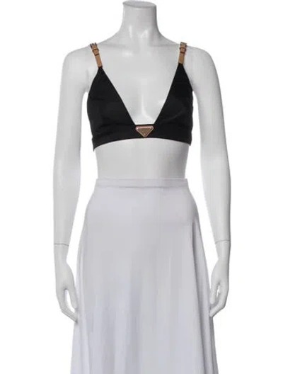 Pre-owned Prada 2024 Nylon Sports Bra In Black
