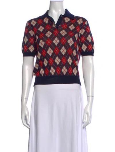 Pre-owned Prada 2024 Plaid Print Sweater In Blue