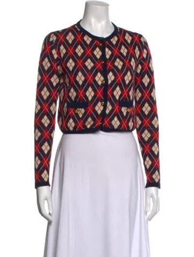 Pre-owned Prada 2024 Plaid Print Sweater In Red