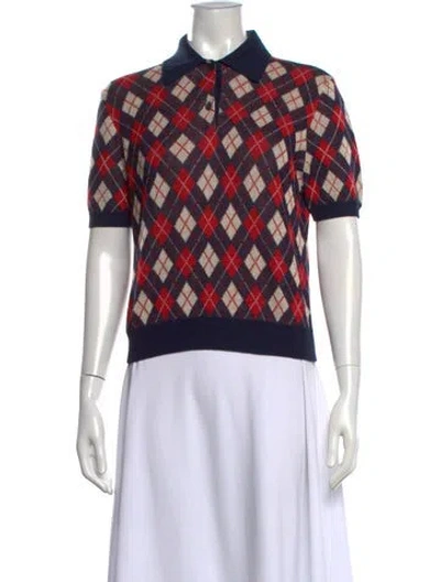 Pre-owned Prada 2024 Plaid Print Sweater W/ Tags In Red