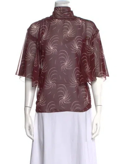 Pre-owned Prada 2024 Printed Top In Burgundy