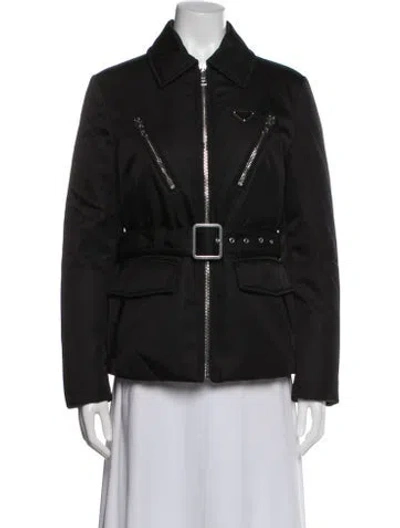 Pre-owned Prada 2024 Re-nylon Biker Jacket W/ Tags In Black