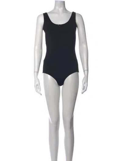 Pre-owned Prada 2024 Scoop Neck Bodysuit W/ Tags In Black