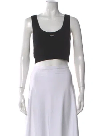 Pre-owned Prada 2024 Scoop Neck Crop Top In Black