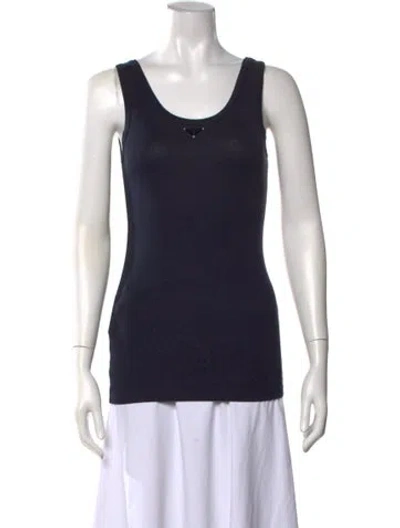 Pre-owned Prada 2024 Scoop Neck Top In Blue