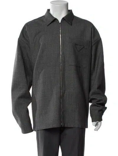 Pre-owned Prada 2024 Signature Logo Denim Shirt In Gray