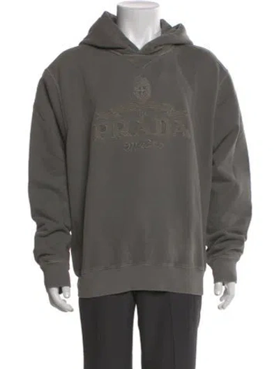 Pre-owned Prada 2024 Signature Logo Hoodie In Gray