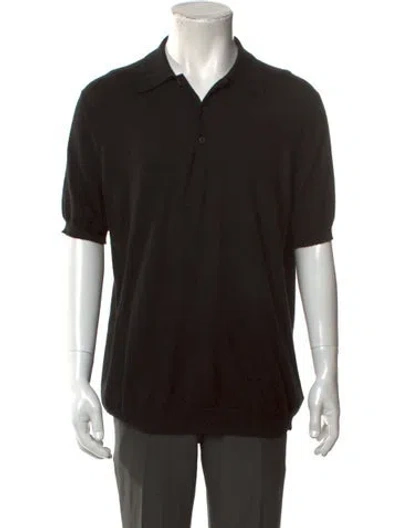 Pre-owned Prada 2024 Signature Logo Polo Shirt In Black