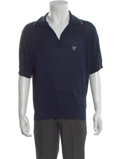 Pre-owned Prada 2024 Signature Logo Polo Shirt In Blue