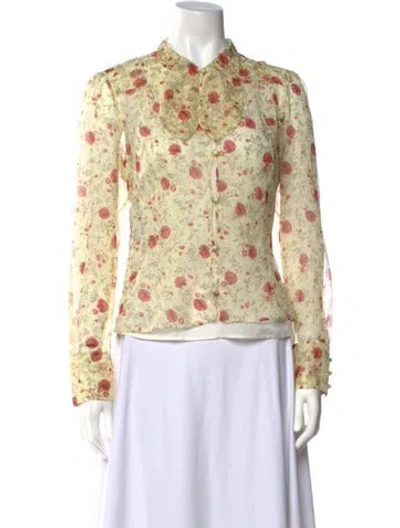 Pre-owned Prada 2024 Silk Blouse W/ Tags In Yellow