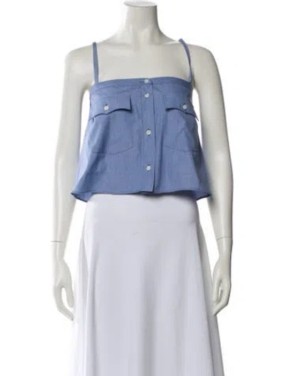 Pre-owned Prada 2024 Silk Crop Top In Blue