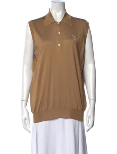 Pre-owned Prada 2024 Silk Polo W/ Tags In Neutrals