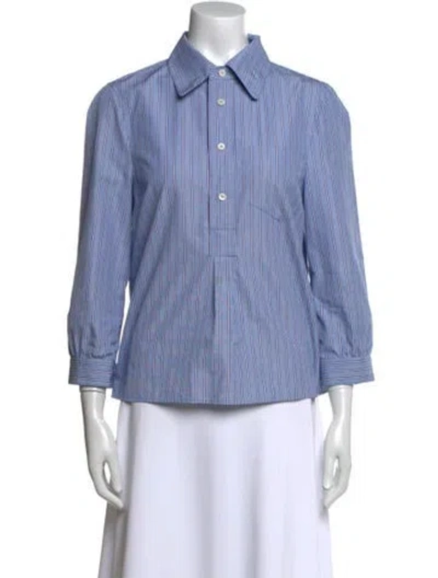 Pre-owned Prada 2024 Striped Button-up Top In Blue