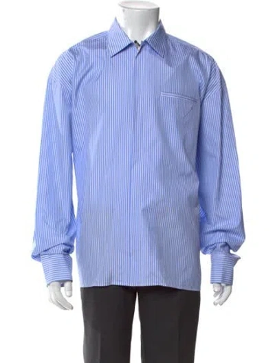 Pre-owned Prada 2024 Striped Dress Shirt W/ Tags In Blue