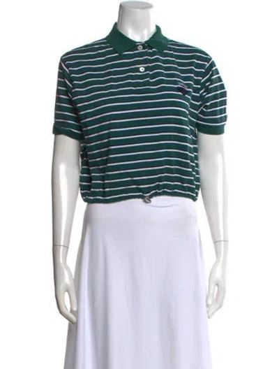 Pre-owned Prada 2024 Striped Polo In Green