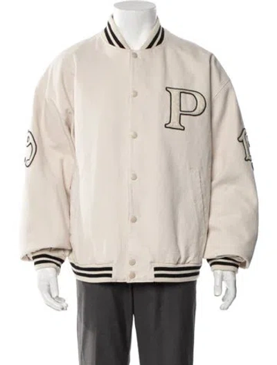 Pre-owned Prada 2024 Striped Varsity Jacket In Neutral