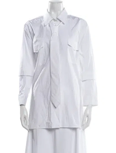 Pre-owned Prada 2024 Three-quarter Sleeve Blouse W/ Tags In White