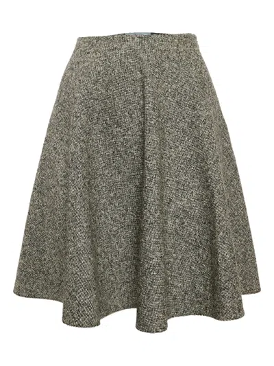 Pre-owned Prada 2024 Tweed Skirt In Gray
