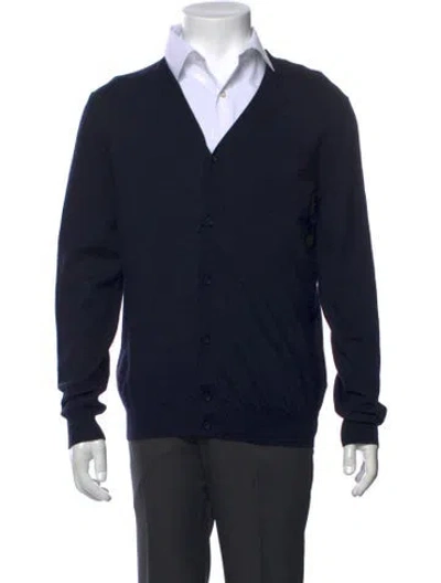 Pre-owned Prada 2024 Virgin Wool Cardigan In Blue