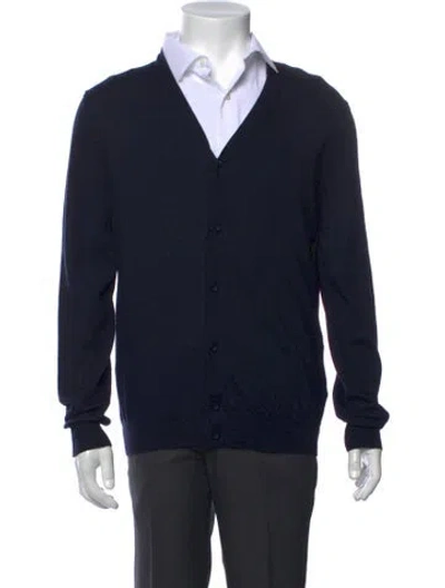 Pre-owned Prada 2024 Virgin Wool Cardigan In Blue