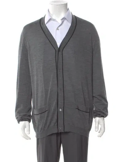 Pre-owned Prada 2024 Virgin Wool Cardigan In Gray