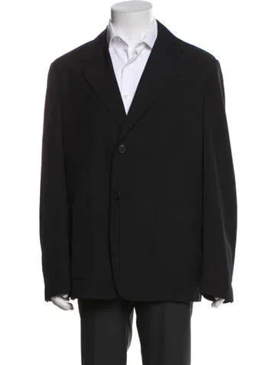 Pre-owned Prada 2024 Virgin Wool Peacoat In Black