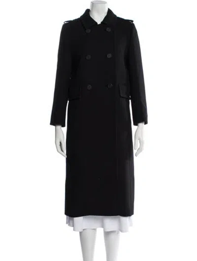 Pre-owned Prada 2024 Virgin Wool Peacoat In Black