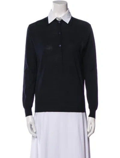 Pre-owned Prada 2024 Virgin Wool Polo In Blue