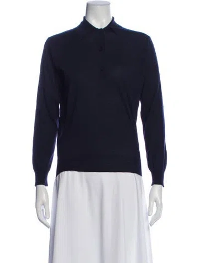 Pre-owned Prada 2024 Virgin Wool Polo In Blue