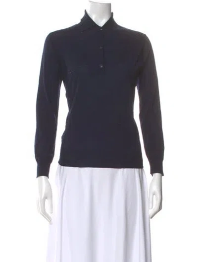Pre-owned Prada 2024 Virgin Wool Polo In Blue