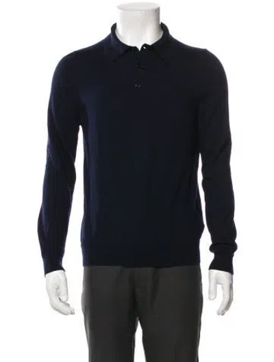 Pre-owned Prada 2024 Virgin Wool Polo Shirt W/ Tags In Blue