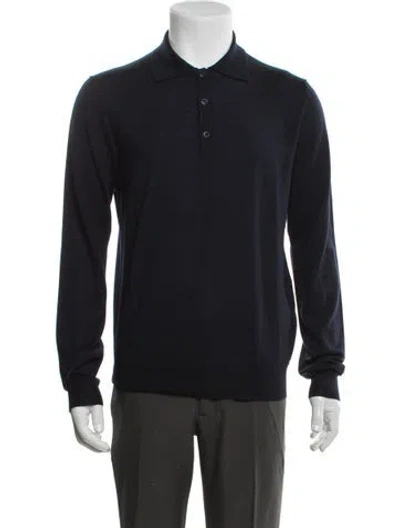 Pre-owned Prada 2024 Virgin Wool Polo Sweater In Blue