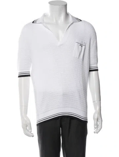 Pre-owned Prada 2024 V-neck Polo Sweater In White