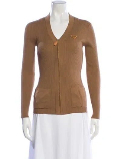 Pre-owned Prada 2024 V-neck Sweater In Brown