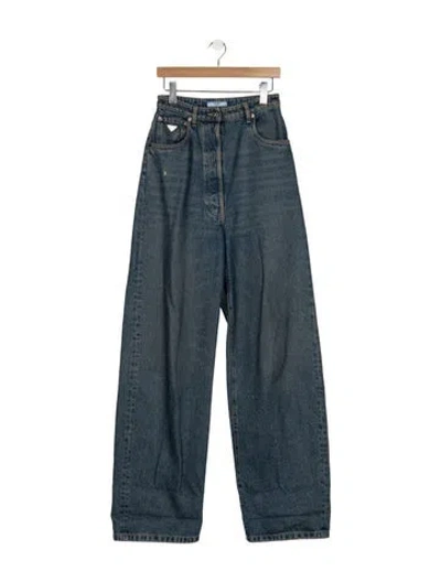 Pre-owned Prada 2024 Wide Leg Jeans In Blue