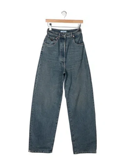 Pre-owned Prada 2024 Wide Leg Jeans In Blue