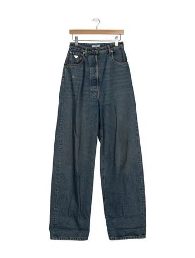 Pre-owned Prada 2024 Wide Leg Jeans In Blue