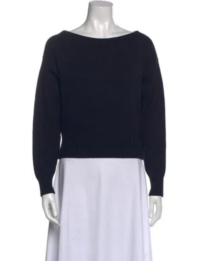 Pre-owned Prada 2025 Bateau Neckline Sweater In Blue
