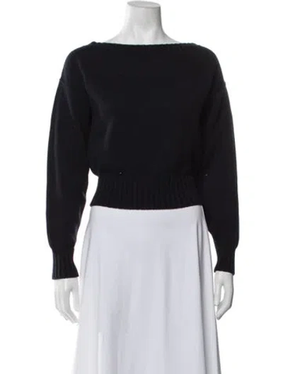 Pre-owned Prada 2025 Bateau Neckline Sweater In Blue