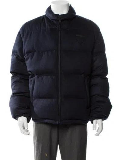 Pre-owned Prada 2025 Cashmere Puffer Coat In Blue