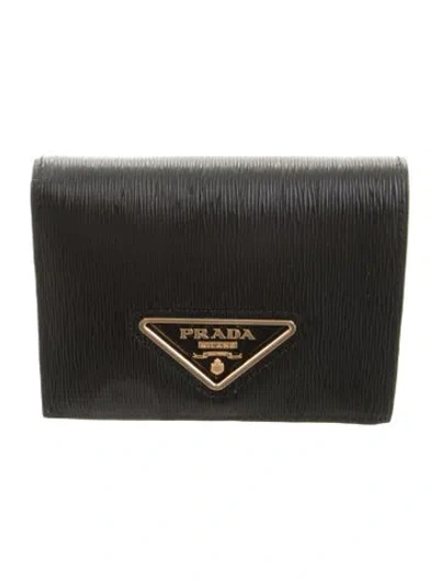 Pre-owned Prada 2025 Compact Wallet W/ Tags In Black