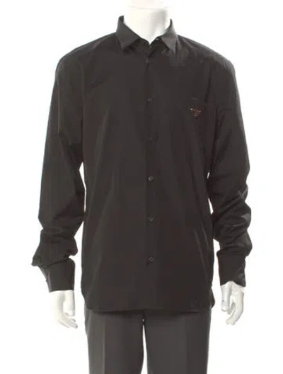 Pre-owned Prada 2025 Enameled Metal Triangle Shirt In Black