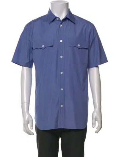 Pre-owned Prada 2025 Enameled Metal Triangle Shirt In Blue