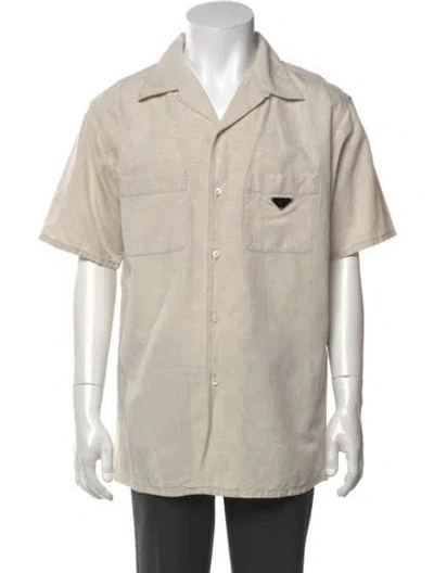 Pre-owned Prada 2025 Enameled Metal Triangle Shirt W/ Tags In Neutral