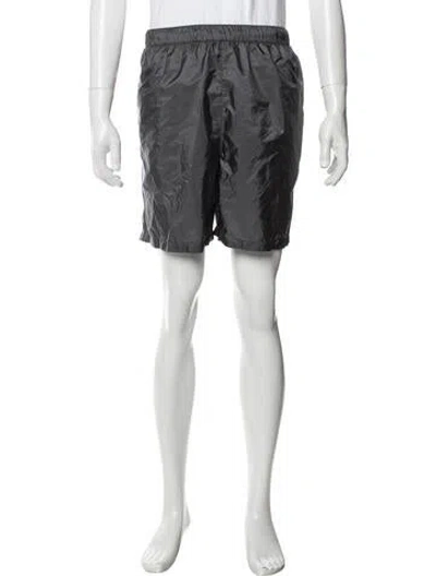 Pre-owned Prada 2025 Enameled Metal Triangle Swim Trunks W/ Tags In Grey