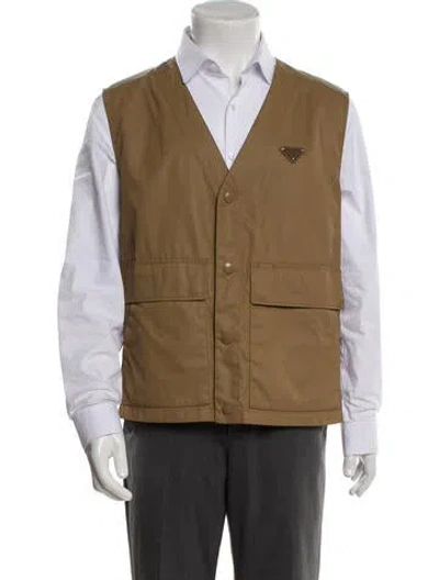 Pre-owned Prada 2025 Enameled Metal Triangle Vest W/ Tags In Neutral