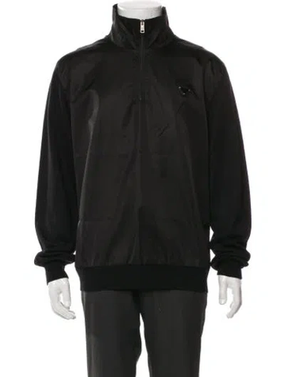 Pre-owned Prada 2025 Enameled Metal Triangle Windbreaker W/ Tags In Black