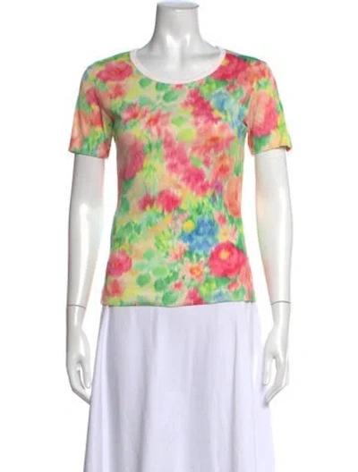Pre-owned Prada 2025 Floral Print T-shirt In Pink