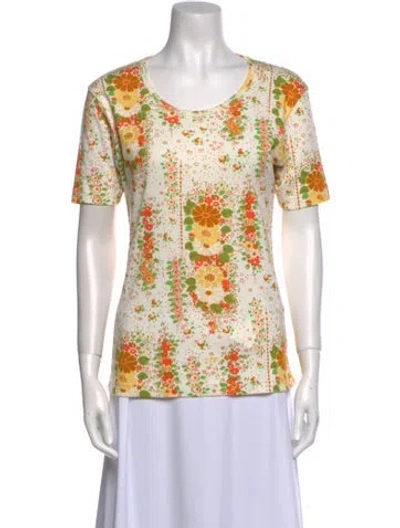 Pre-owned Prada 2025 Floral Print T-shirt In White