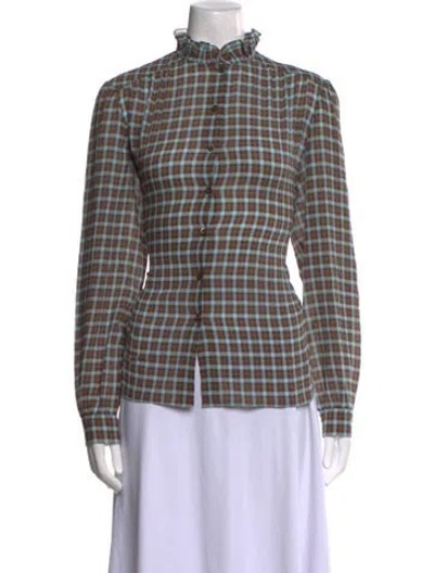 Pre-owned Prada 2025 "georgette" Button-up Top In Brown